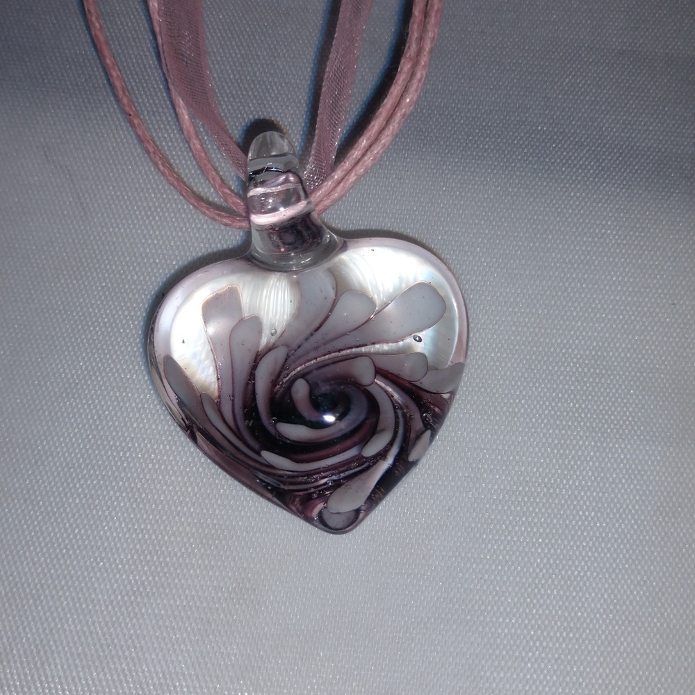 Handblown Glass heart necklace